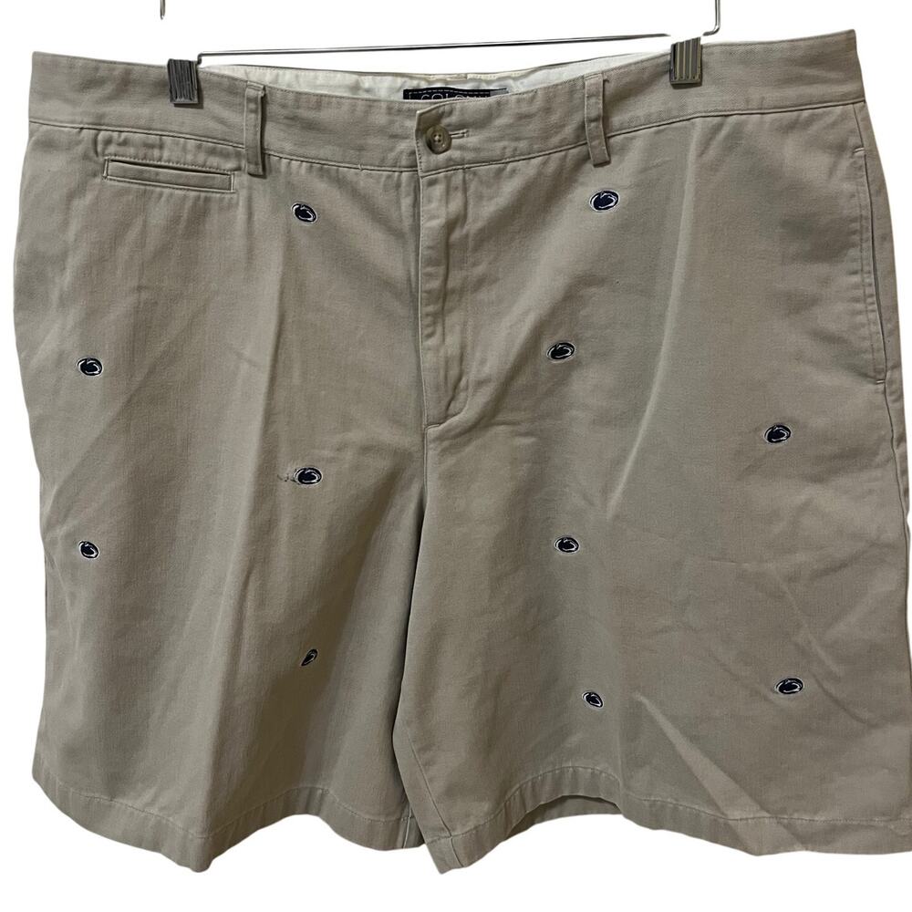 Penn State Mens Khaki Shorts Embroidered Nittany Lion Size 42 Golf Tennis Casual